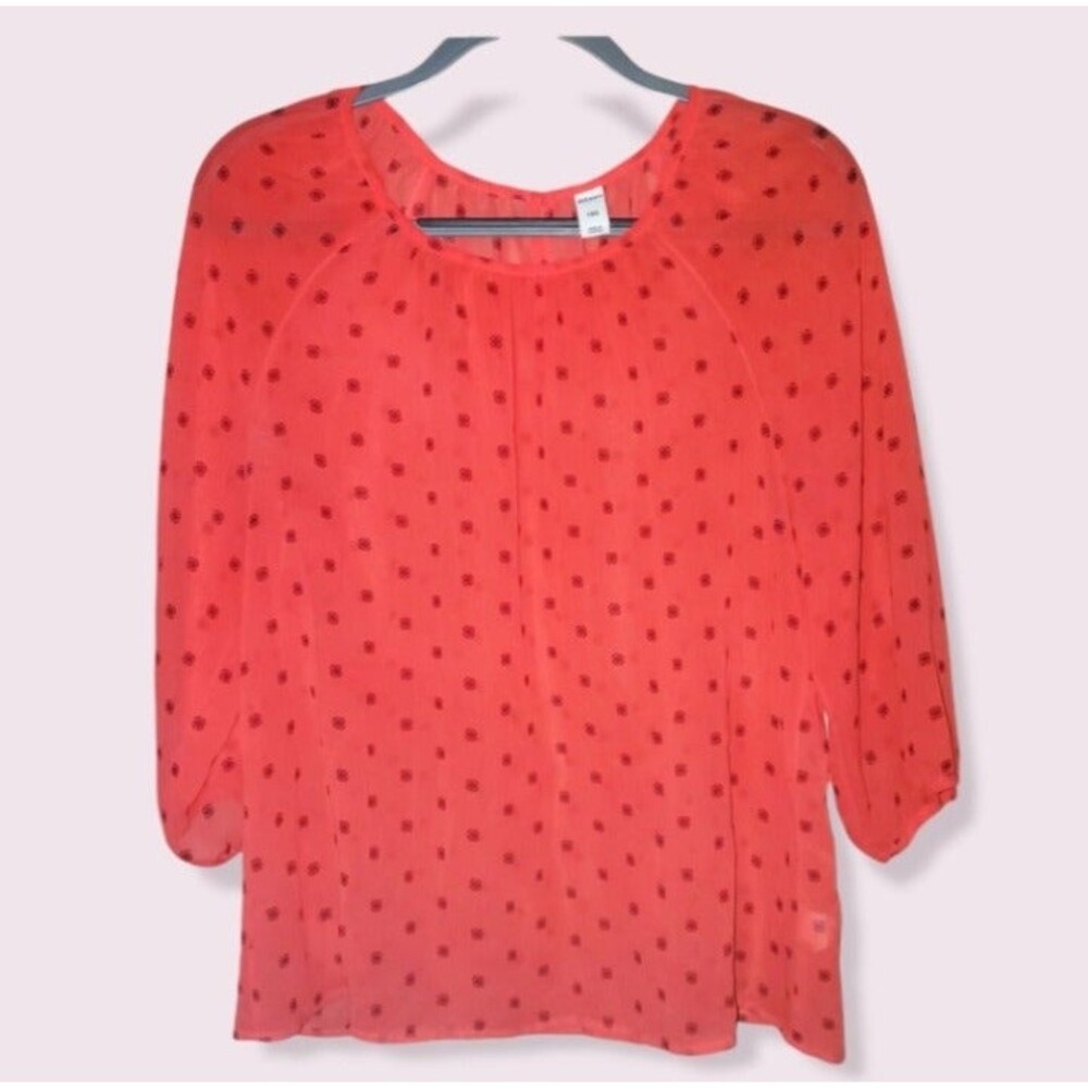 Old Navy Red-Orange Sheer Blouse Size L